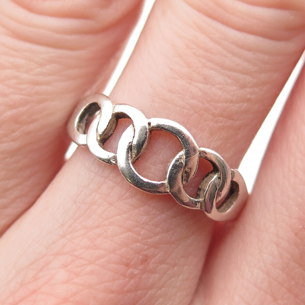 BOMA 925 Sterling Silver Vintage Interlocked Circle Link Ring Size 8